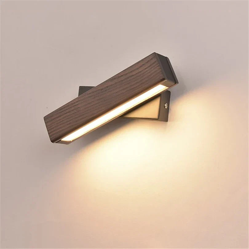 Adjustable Wooden LED Wall Light – Modern Reading Lamp
