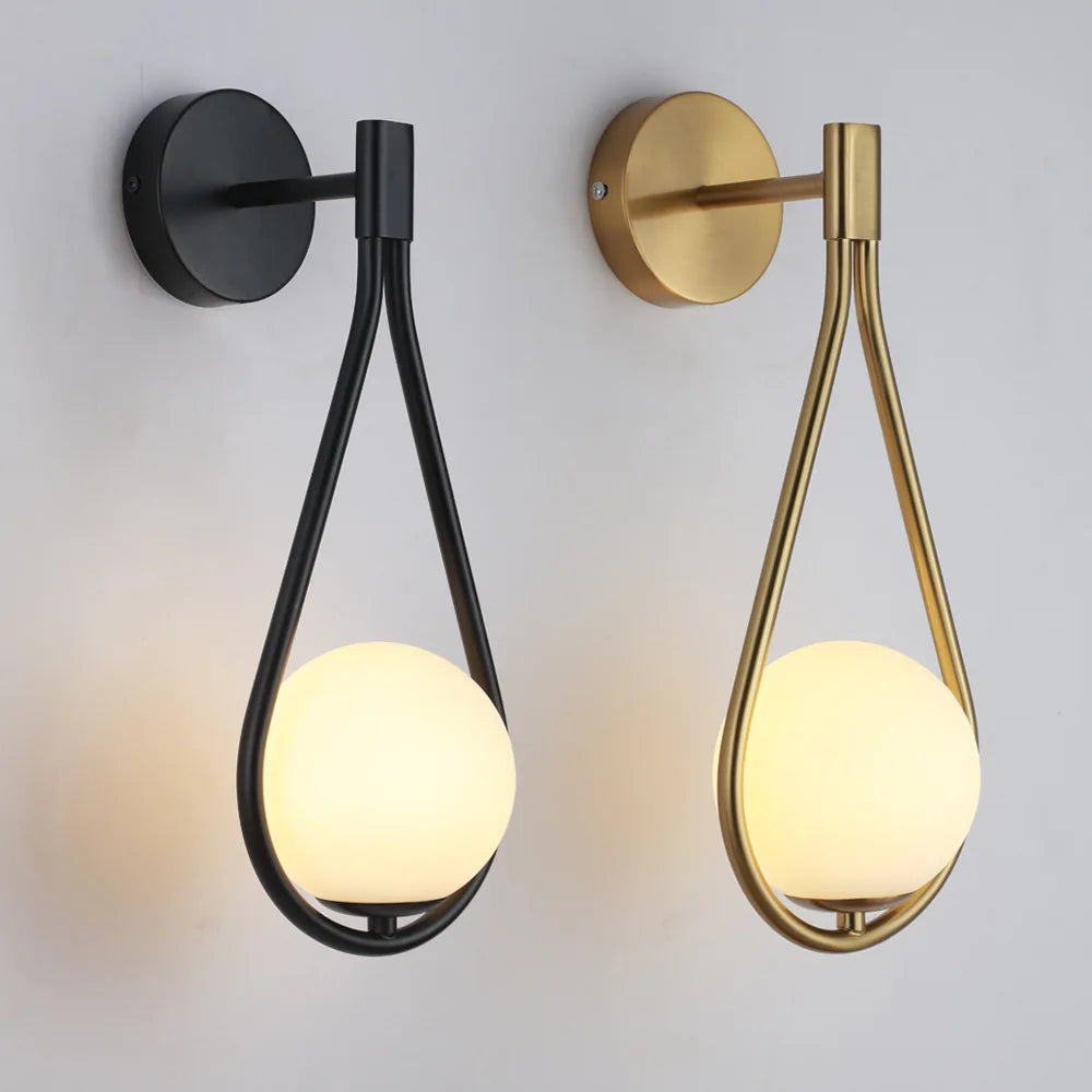 Modern LED Wall Sconce with Spherical Glass Shade