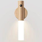Modern Wooden Wall Light – Magnetic LED Lamp with Motion Sensor