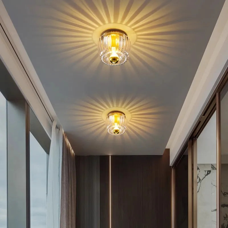 Elegant Glass Ceiling Light with Crystal Design