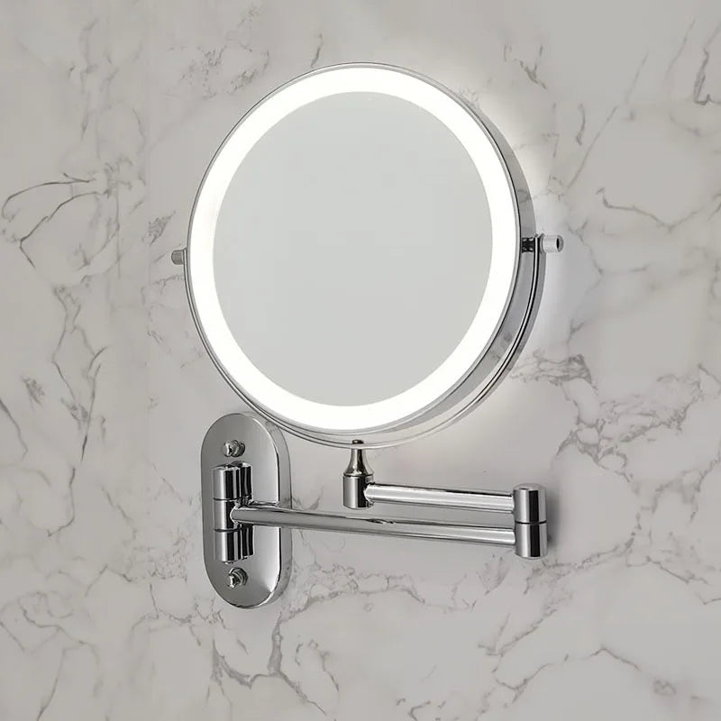 Wall-Mounted LED Makeup Mirror with Magnification