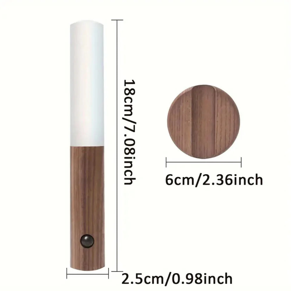 Modern Wooden Wall Light – Magnetic LED Lamp with Motion Sensor
