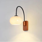Modern Wall Light with Glass Shade and Wooden Base – Ideal for Bedroom, Living Room or Reading Nook