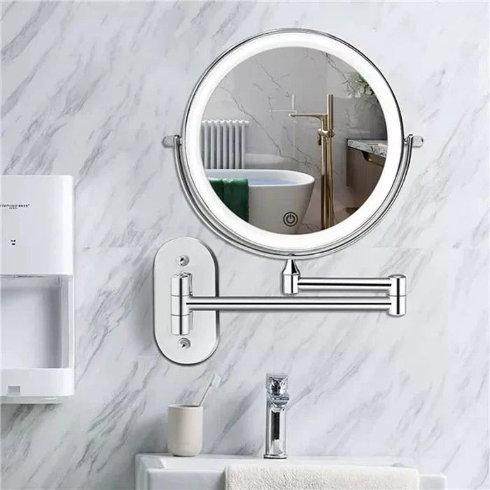 Wall-Mounted LED Makeup Mirror with Magnification