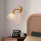 Retro Wall Lamp in Tulip Flower Shape – Vintage Sconce with Glass Shade and Gold Finish