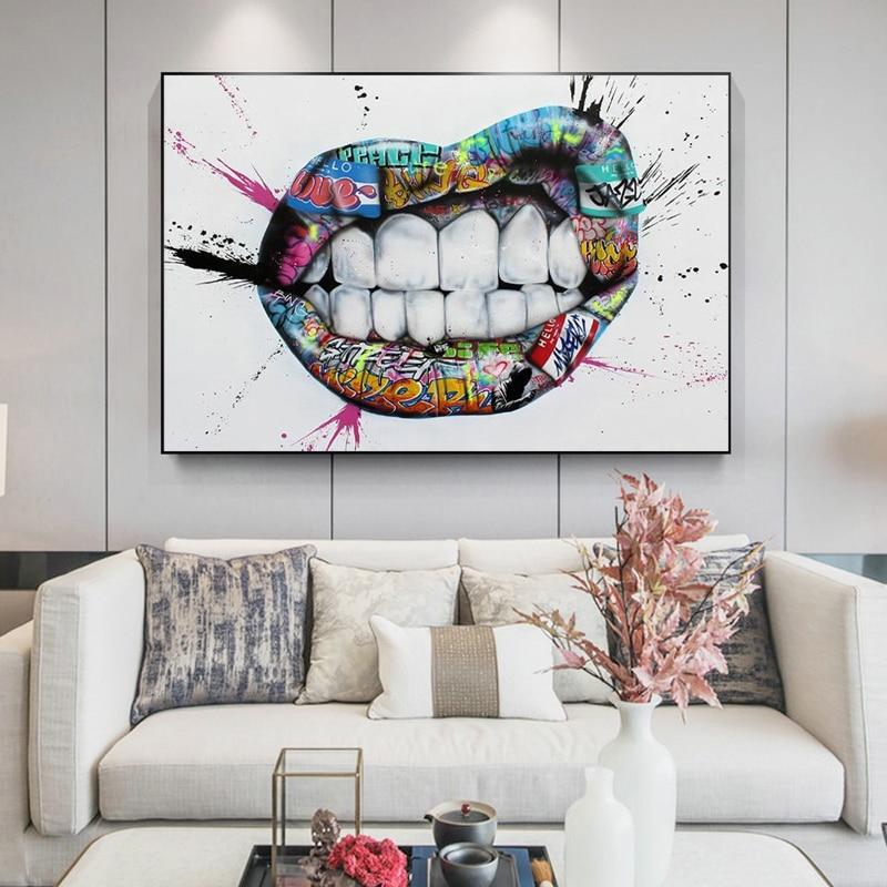 Graffiti Lips Canvas