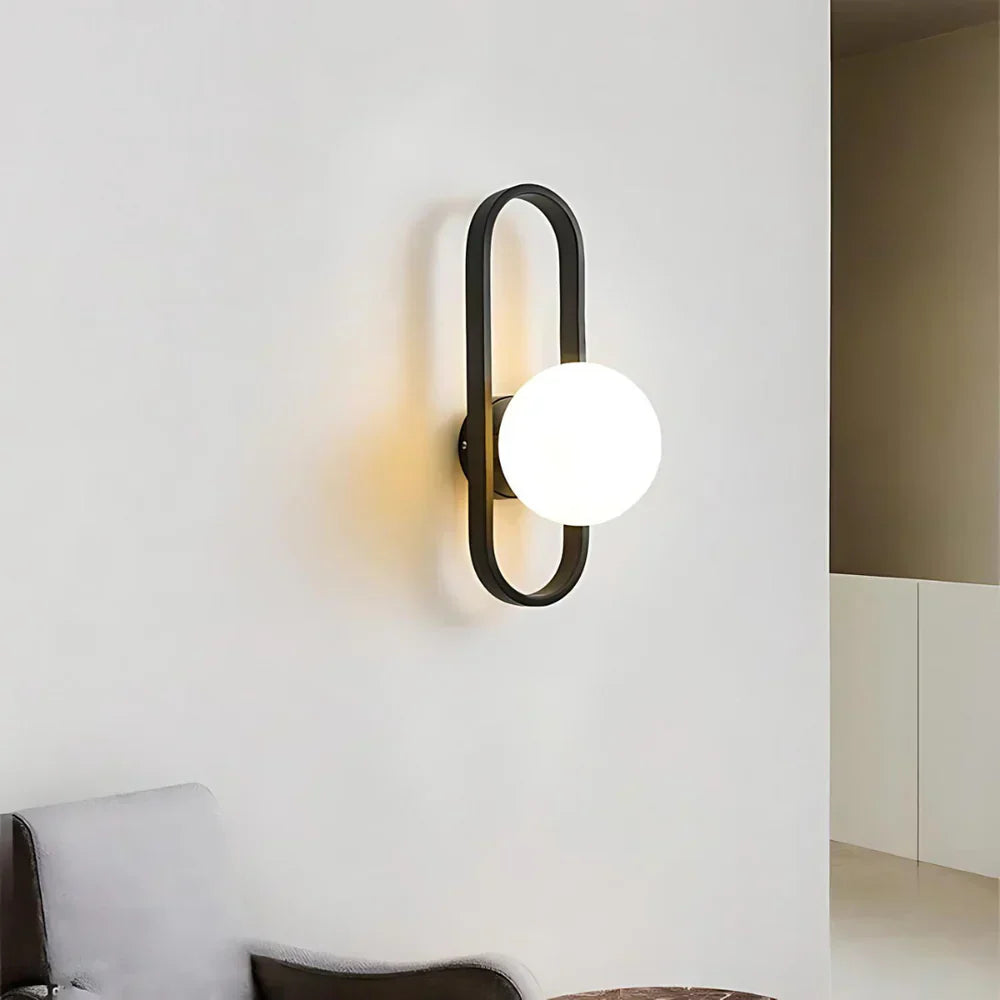 Modern Wall Light with Frosted Glass Globe