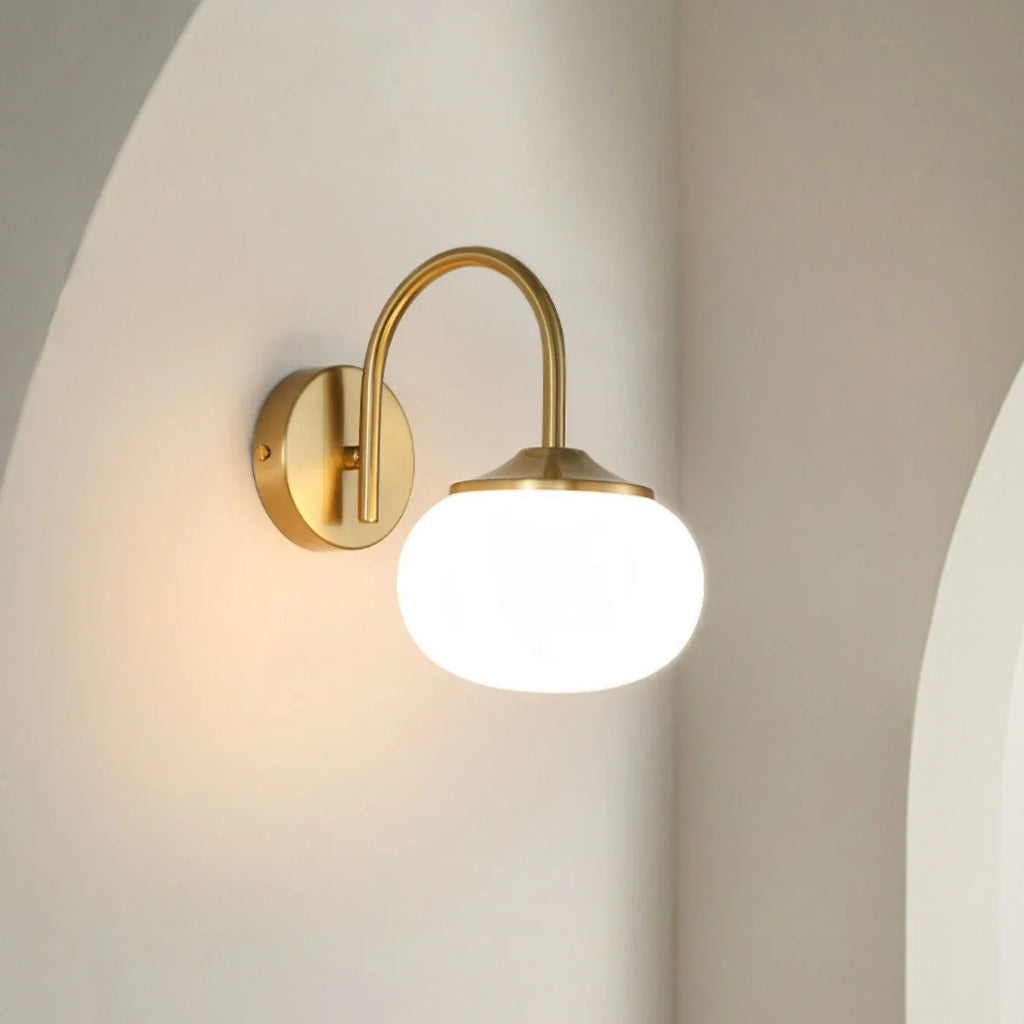 Wall Light with Glass Shade and Brass Finish