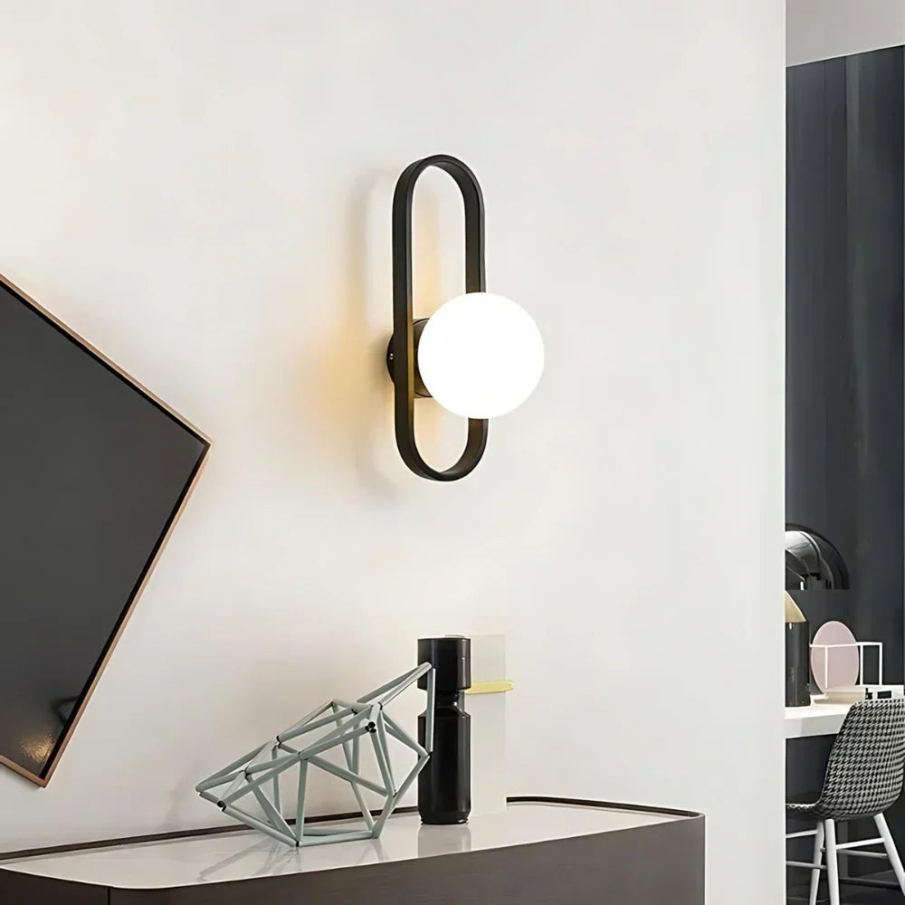 Modern Wall Light with Frosted Glass Globe