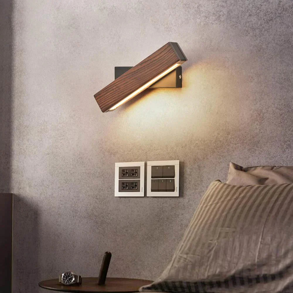 Adjustable Wooden LED Wall Light – Modern Reading Lamp