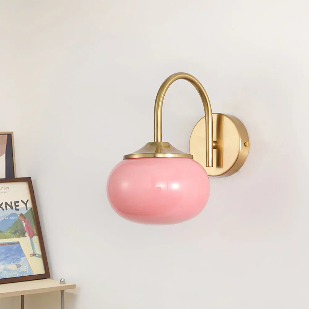 Wall Light with Glass Shade and Brass Finish