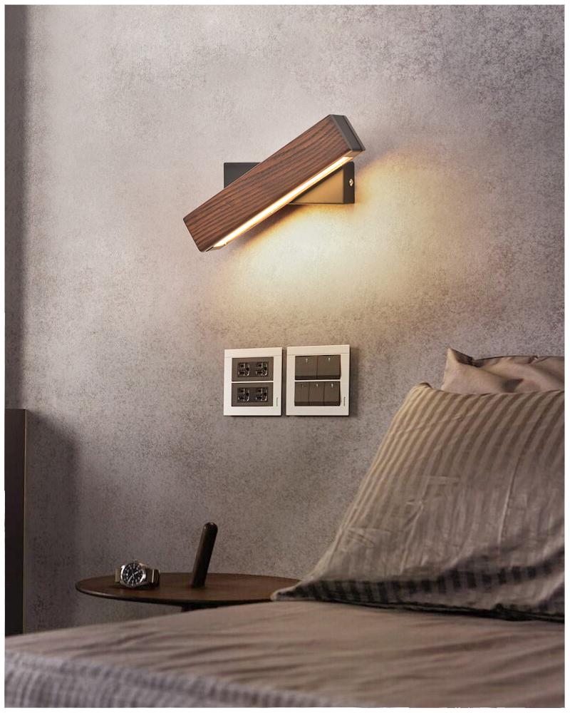 Adjustable Wooden LED Wall Light – Modern Reading Lamp