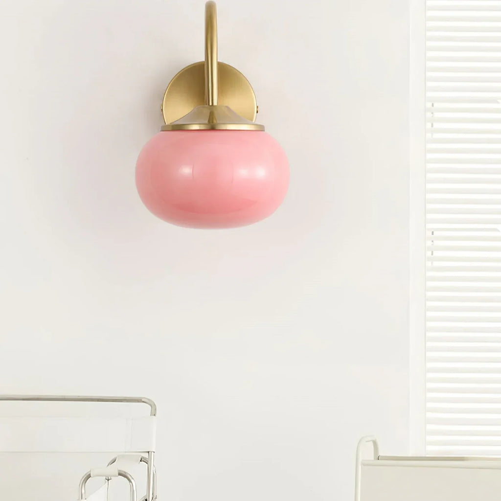 Wall Light with Glass Shade and Brass Finish