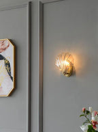 Shell-Shaped LED Wall Light – Elegant Brass and Glass Sconce