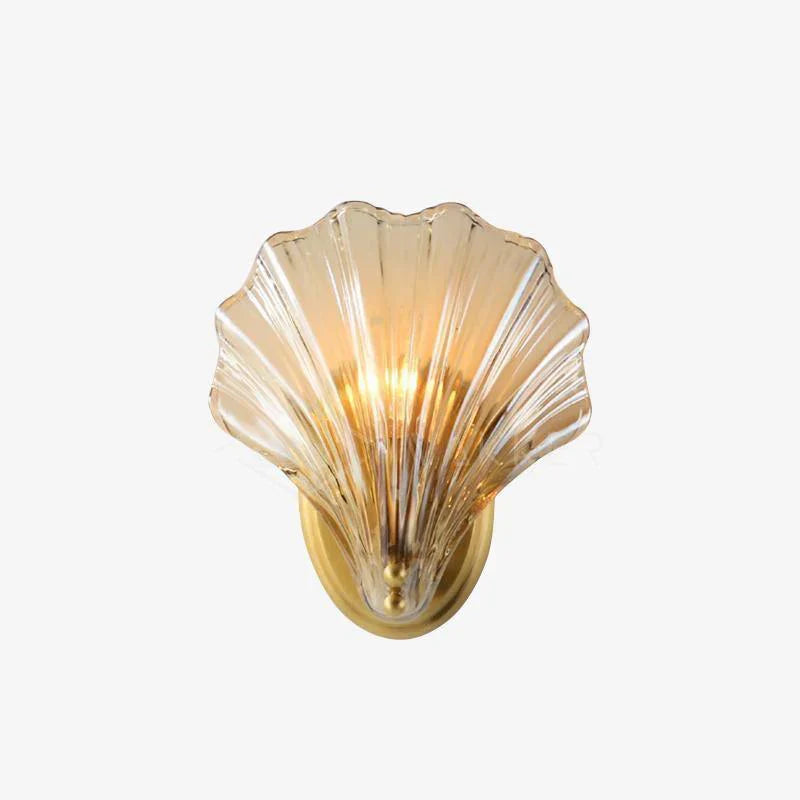Shell-Shaped LED Wall Light – Elegant Brass and Glass Sconce