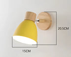Modern Wall Lamp with Wooden Base and Metal Shade