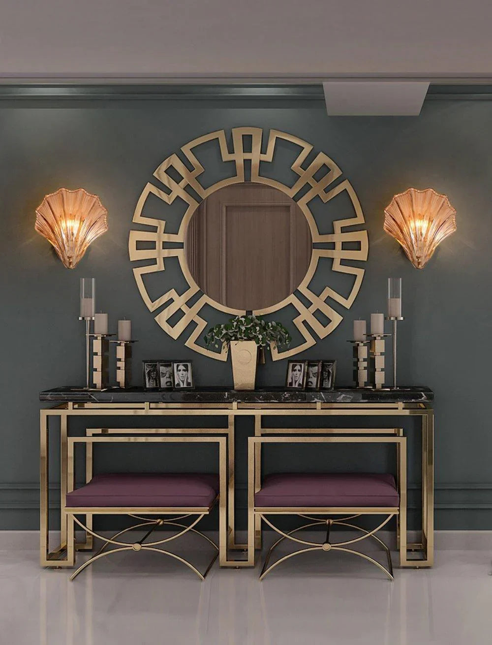 Shell-Shaped LED Wall Light – Elegant Brass and Glass Sconce