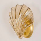Shell-Shaped LED Wall Light – Elegant Brass and Glass Sconce
